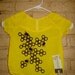Upcycled Toddler Girls Honey Bee Screen Printed Summer Shirt 3T- 4T Yellow