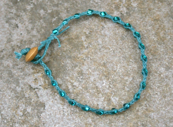 Turquoise and Teal Single Wrap Bracelet Perfect Beach Jewelry