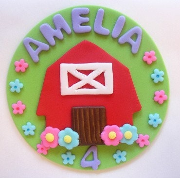 Fondant Cake Topper - Girl Farm, Barnyard Edible Cake Topper Il_570xn