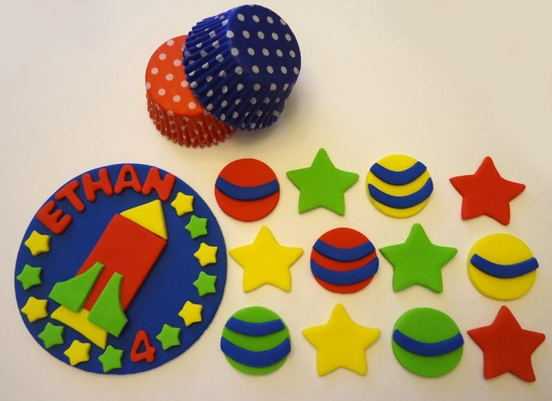 Fondant Cake, Cupcake Toppers - Space Deluxe Party Package Il_570xn