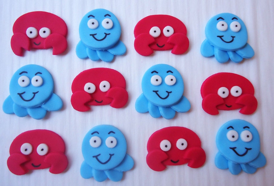 Fondant Cupcake Toppers - Crab, Octopus Il_570xn
