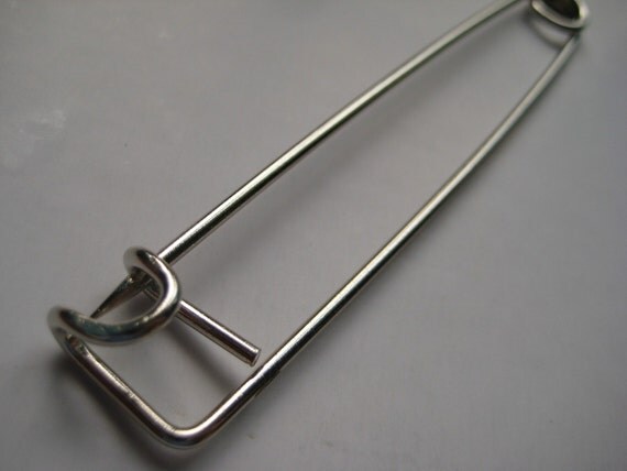 6 Huge 4 inch long Steel Safety Pins by suppliesfromnadia on Etsy