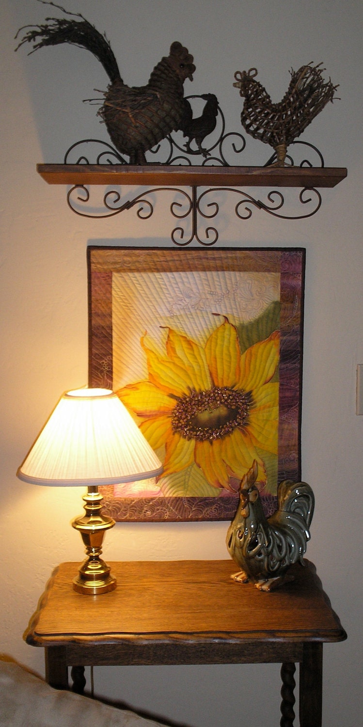 Sunflower Art Quilt  Hand Painted Quilted Wall Hanging