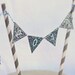 Mini Bunting "2012" Glitter New Year's Cake Topper with Paper Straws and Bakers Twine