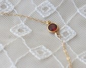 Tiny Pebble Necklace - round garnet crystal gold filled dainty - simple everyday jewelry - adenandclaire