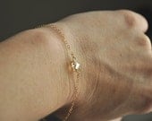 Tiny Star Bracelet - golden swarovski crystal charm gold filled chain - adenandclaire