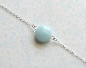Amazonite Necklace - pale blue amazonite round stone sterling silver - simple modern jewelry - adenandclaire