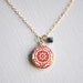 Red & gold locket necklace - simple everyday jewelry - adencreations
