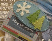 NO SLIP  Winter wool felt hair clip -aqua