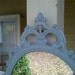 Ornate Oval Mirror in Vintage Metal Frame - 17 x 12 inch Handpainted Brass in Winter Blue