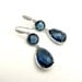 Sapphire blue crystal quartz pendant drop and connectors with white gold cz hook earrings  - Free US shipping