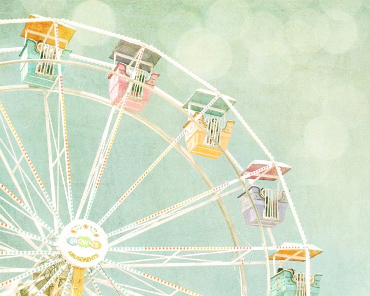 nursery art print,baby nursery decor,carnival ride,ferris wheel,pastel colors carnival photo,kids wall art