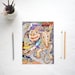 Modern fine art contemporary print surreal illustration drawing imagination bike purple violet aqua blue mustard red heart home decor unisex