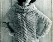 1967 Vintage Women's Chunky Cable Knit Pullover Sweater Knitting Pattern PDF Format