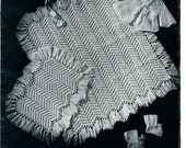 1955 Jack Frost Vintage Baby Set 2 Crochet Patterns PDF Format Zig Zag Blanket Sweater Booties Hat Plllow