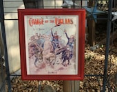 War Era Sheet Music Art Charge Of The Uhlans Framed 1908