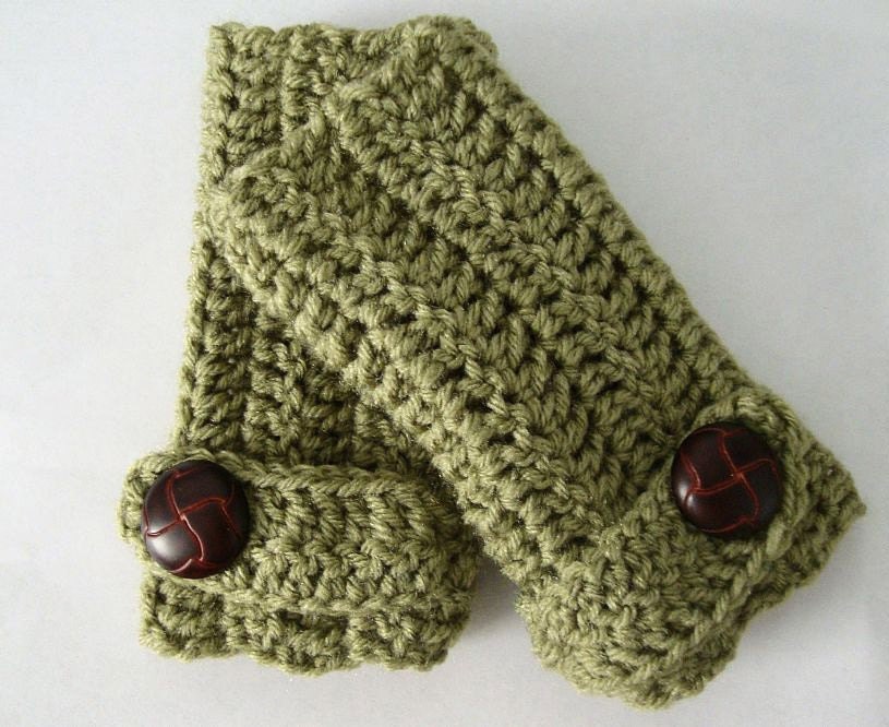 Fingerless Mittens Olive