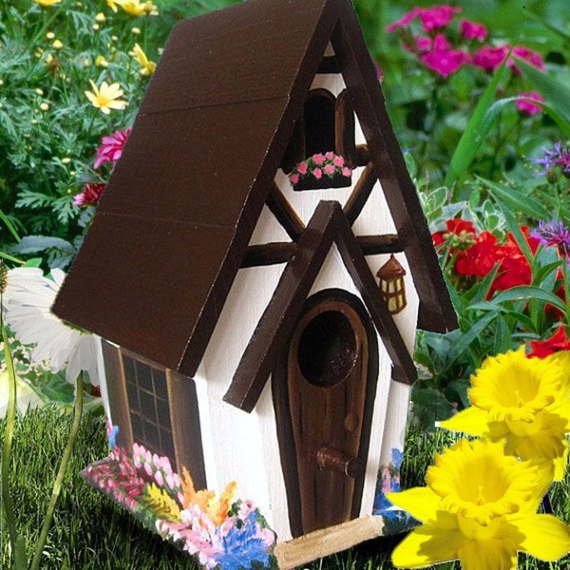 Hand Painted Cottage Birdhouse