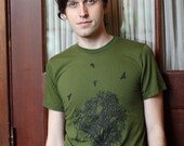 Crow Swarm Hand Screen Printed Mens Tee
