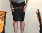 Abstract PoppyHand Screen Printed Women's Jersey Pencil Skirt or Tube Top.