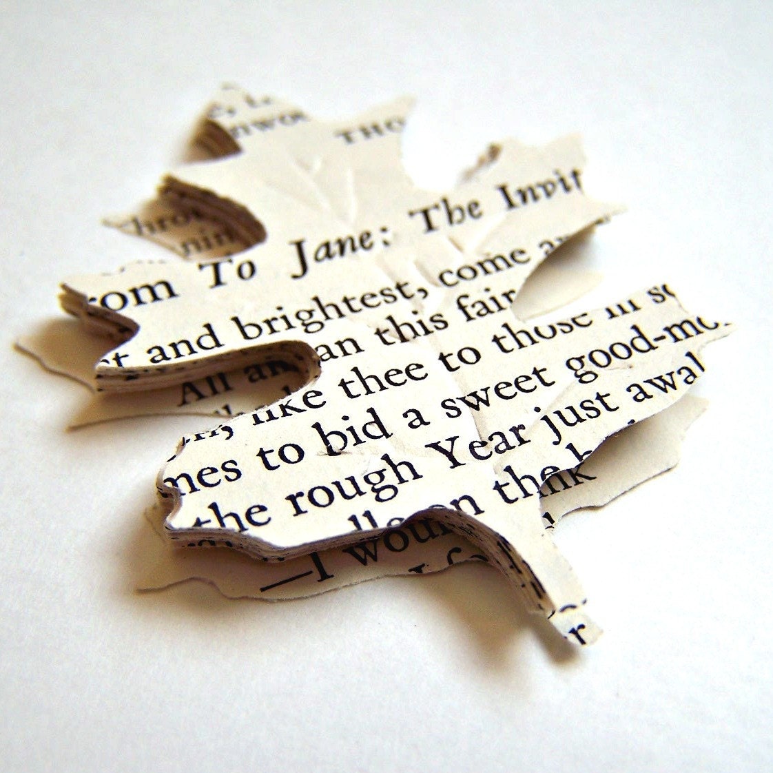 25 Oak Leaf die cuts upcycled vintage poetry book