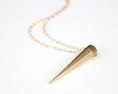 Brass Spike Necklace - 14k Gold Filled Chain - Girly Punk