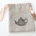 Vintage Teapot Stamped Handmade Drawstring Pouches With Tea Time Tags - Party Favors - Set of 25