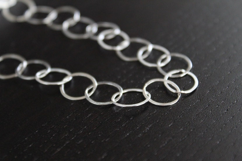 Sterling Silver Circle Link Long Layering Necklace - Lafayette