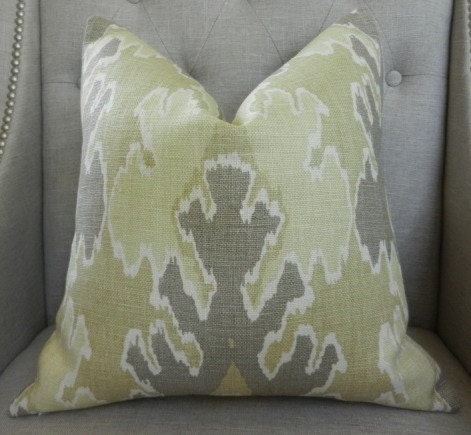 Decorative Designer pillow cover - Kelly Wearstler for Lee Jofa - 16"X16" - Bengal bazaar in mushroom - Pattern on the front
