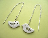 Bird Thread Earrings - handmade silver jewelry