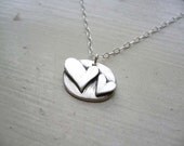 Double Hearts Necklace - fine silver pendant