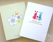 Love Bunnies eco-friendly thank you card, set of 20 with kraft envelope