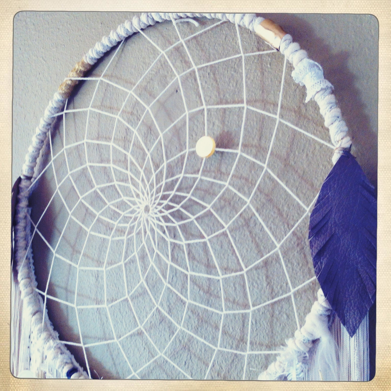 Huge White Dream Catcher, FREE SHIPPING Vintage Trims