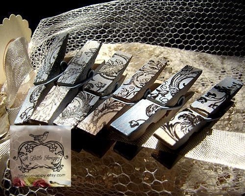 Mini Clothespins Pale Blue French Designs