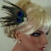 Peacock bridal fascinator hair accessory, wedding feather hair clip, green, turquoise, blue