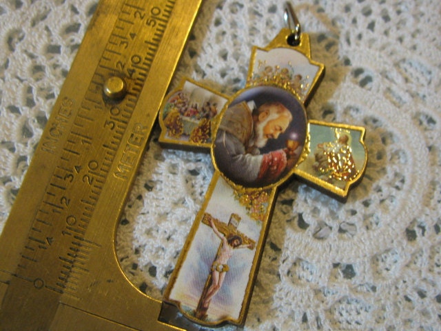 Saint Padre Pio Medal Religious wood cross cruciix pendant for  necklace, rosary, chaplet, bracelet, charm for any jewelry