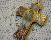 Saint Michael Archangel Medal Religious PROTECTION wood cross cruciix pendant for necklace, rosary, chaplet, bracelet, charm any jewelry