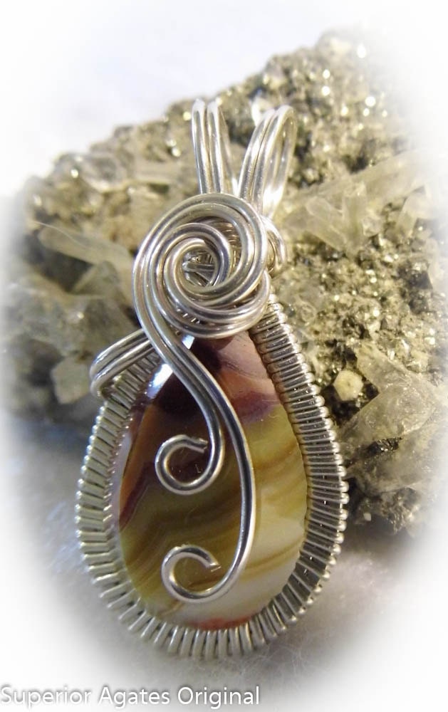 Tee Pee Canyon Agate Wire Wrapped Pendant