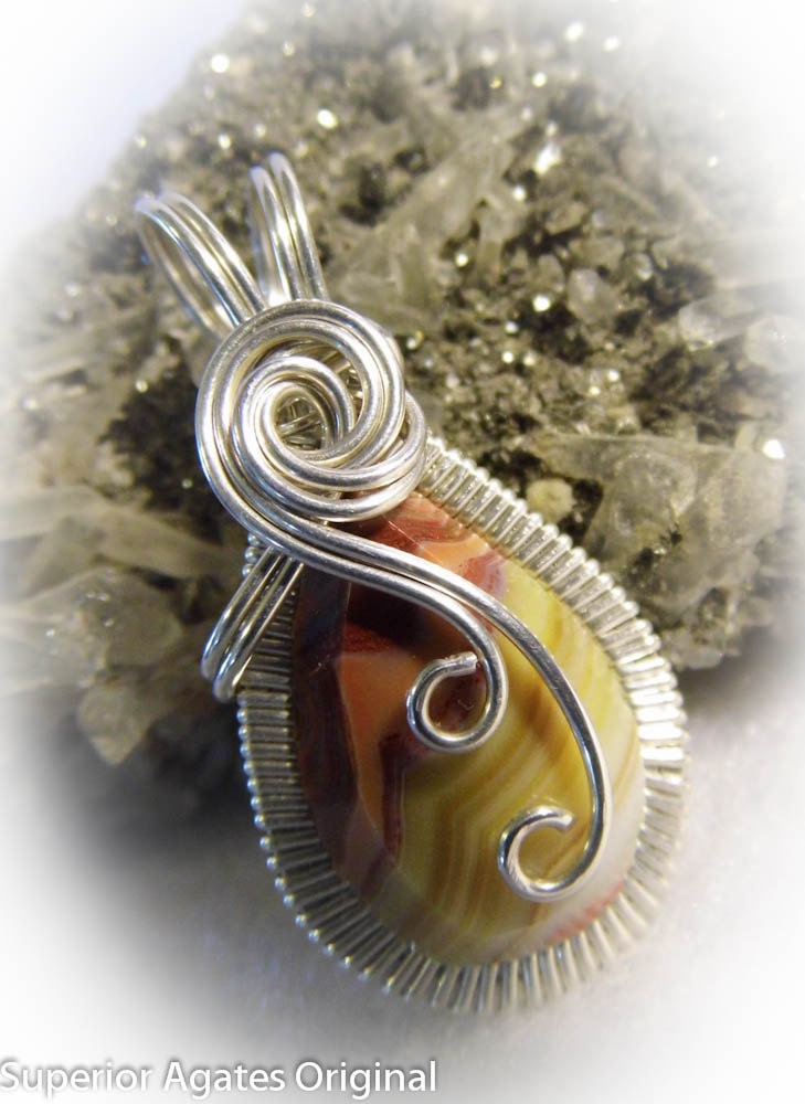 Tee Pee Canyon Agate Wire Wrapped Pendant