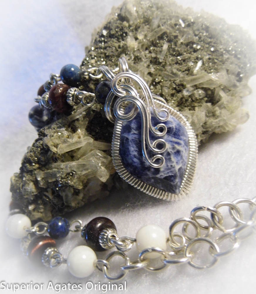 Patriotic Sodalite Wire Wrapped Necklace
