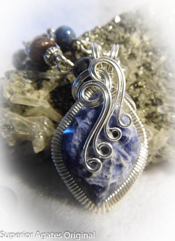 Patriotic Sodalite Wire Wrapped Necklace