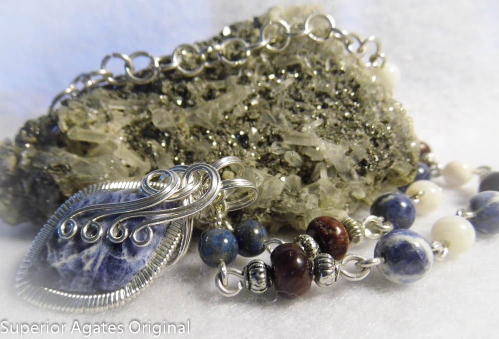 Patriotic Sodalite Wire Wrapped Necklace