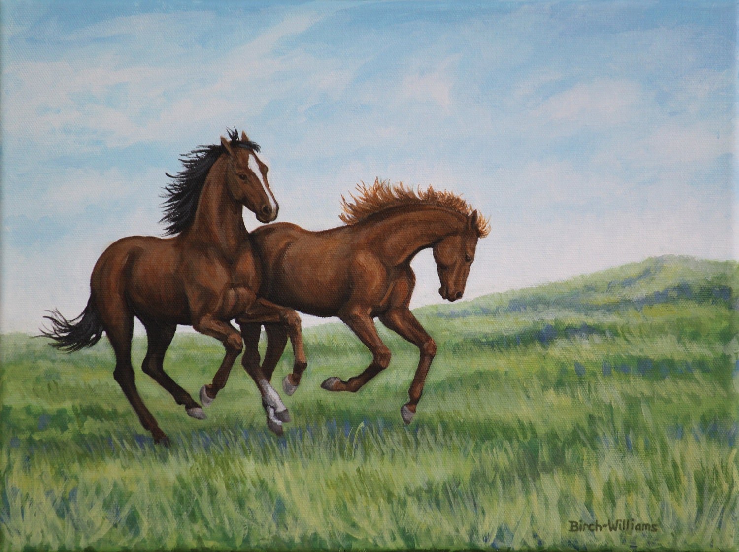Original Acrylic Painting Galloping Horses