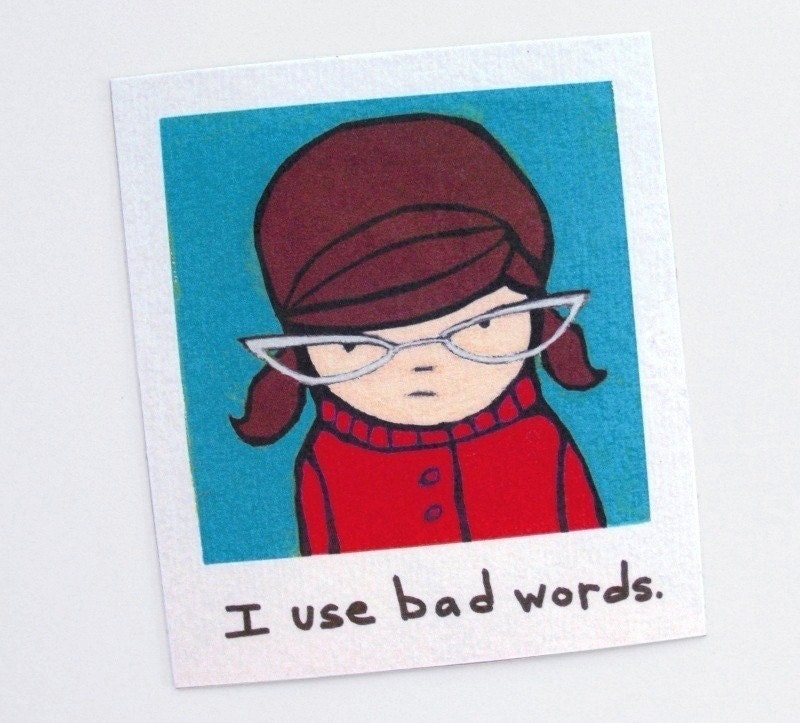 Brunette Bad Words Swearing Girl, 60s Retro Inspired, Funny Magnet