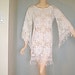 White Daffodils Vintage CROCHET Dress LACE FRINGE Hems ooak s-m