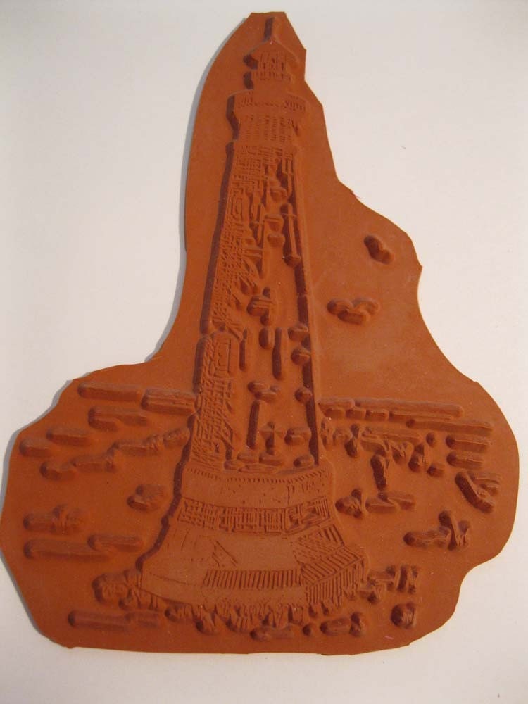 SALE - rubber stamp - LIGHTHOUSE - ocean, shore, building, seaside - used and unmounted