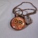 Necklace Round copper glass 3 gear orange pattern