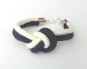 Nautical knot bracelet, navy and cream, modern everyday jewelry