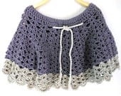 VINTAGE CROCHET SKIRT Baby Girl Purple Lavendar Gray Silver Spring Summer Hand Made Crochet Scalloped Lace Lacey 1 - 2 year