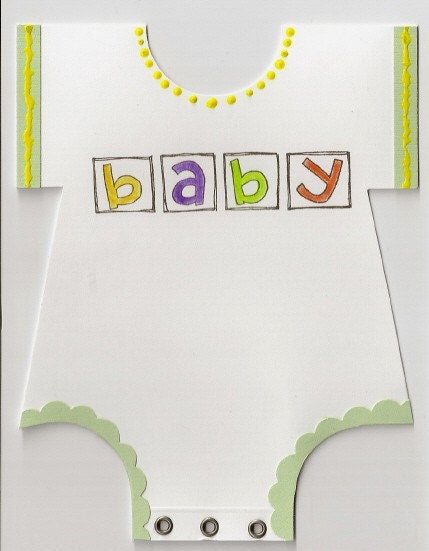 3 Piece Unisex Baby Shower Gift Set - Onesie Card, Matching Gift Card Holder, and Matching Decorated Envelope